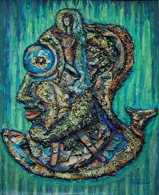 NF880
Tableau, collage mousse, lichen, peinture à l’huile sur carton