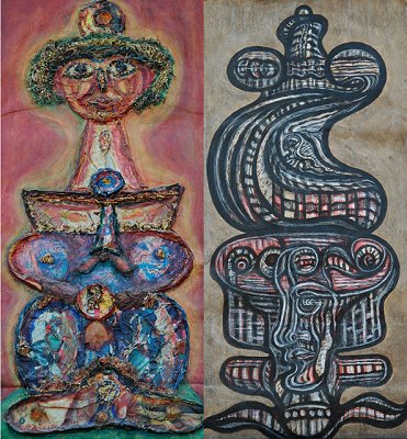 NF 816
Recto : lichen, mousse, papier froissé, pelure d’oignon, peinture
Verso : encre noire, rehaut craie blanche sur sac papier kraft