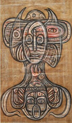 NF948
Dessin sur papier kraft : 
encre de chine, craie blanche